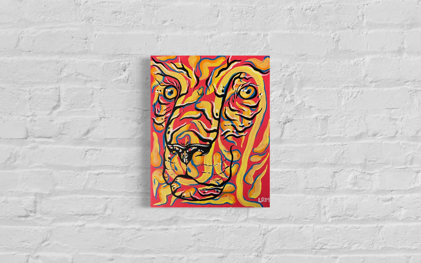 Red Between the Lines Tiger - Print